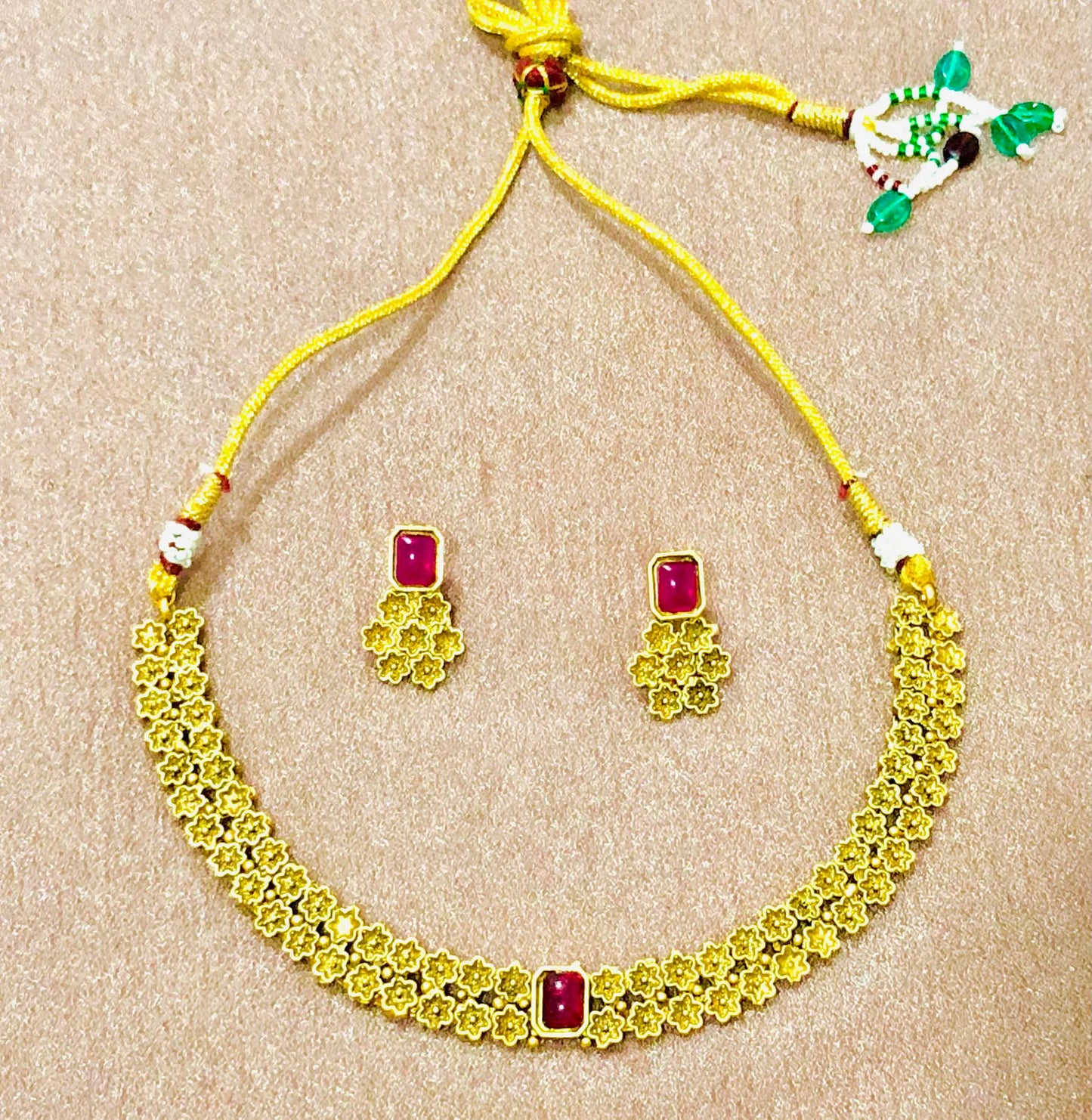 Elegant Ethnic Necklace Ensemble with Traditional Studs