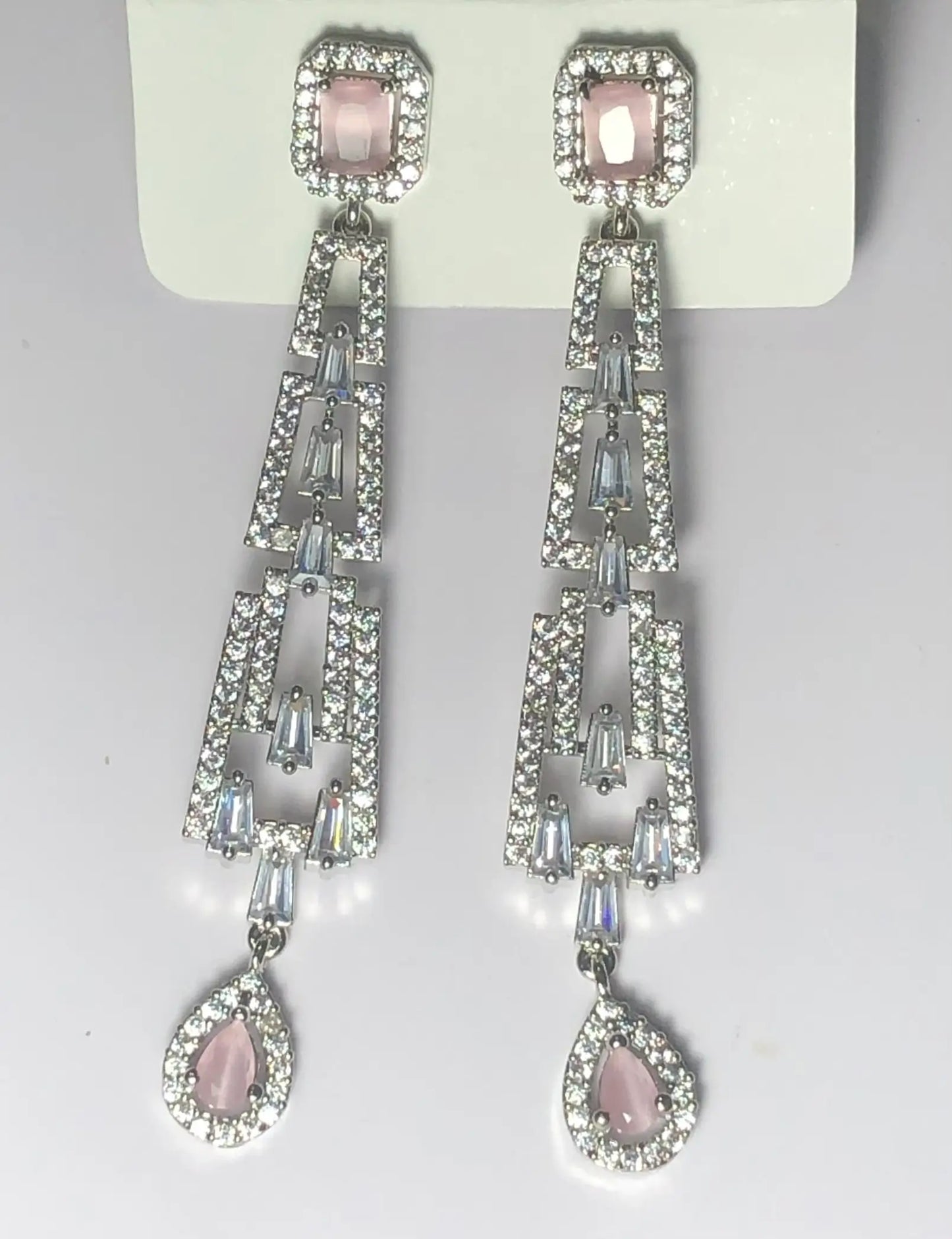 White & pink long danglers