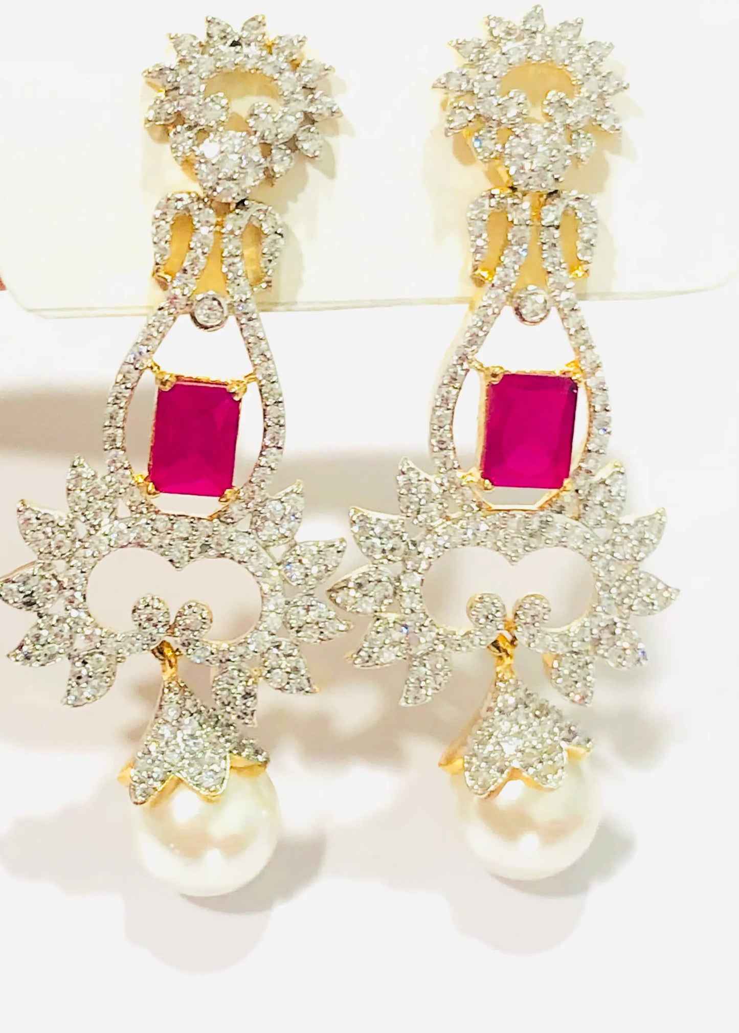 White & ruby danglers