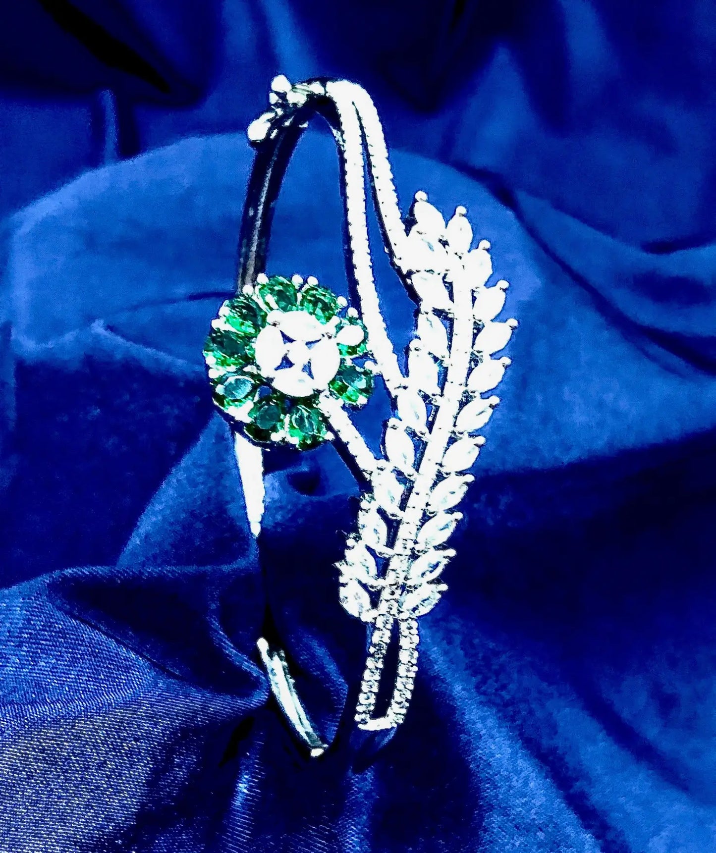 Emerald Floral Silver Bracelet