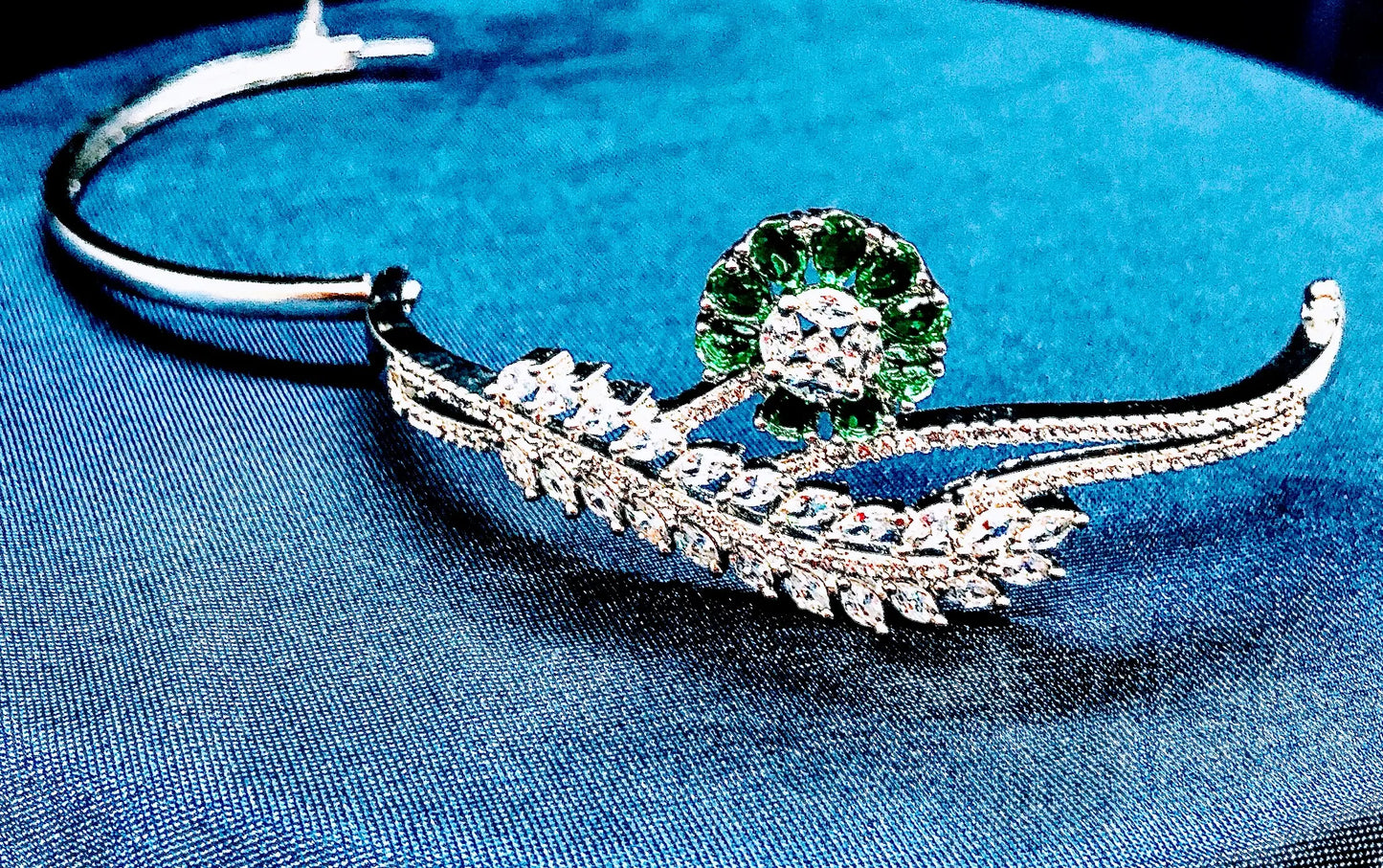 Emerald Floral Silver Bracelet