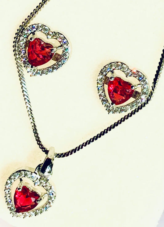 Charming Heart-Shaped Silver and Red Pendant Collection