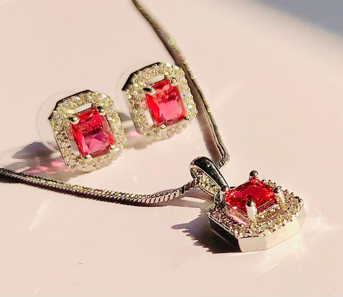 Striking Red and White Rectangle Charm Set