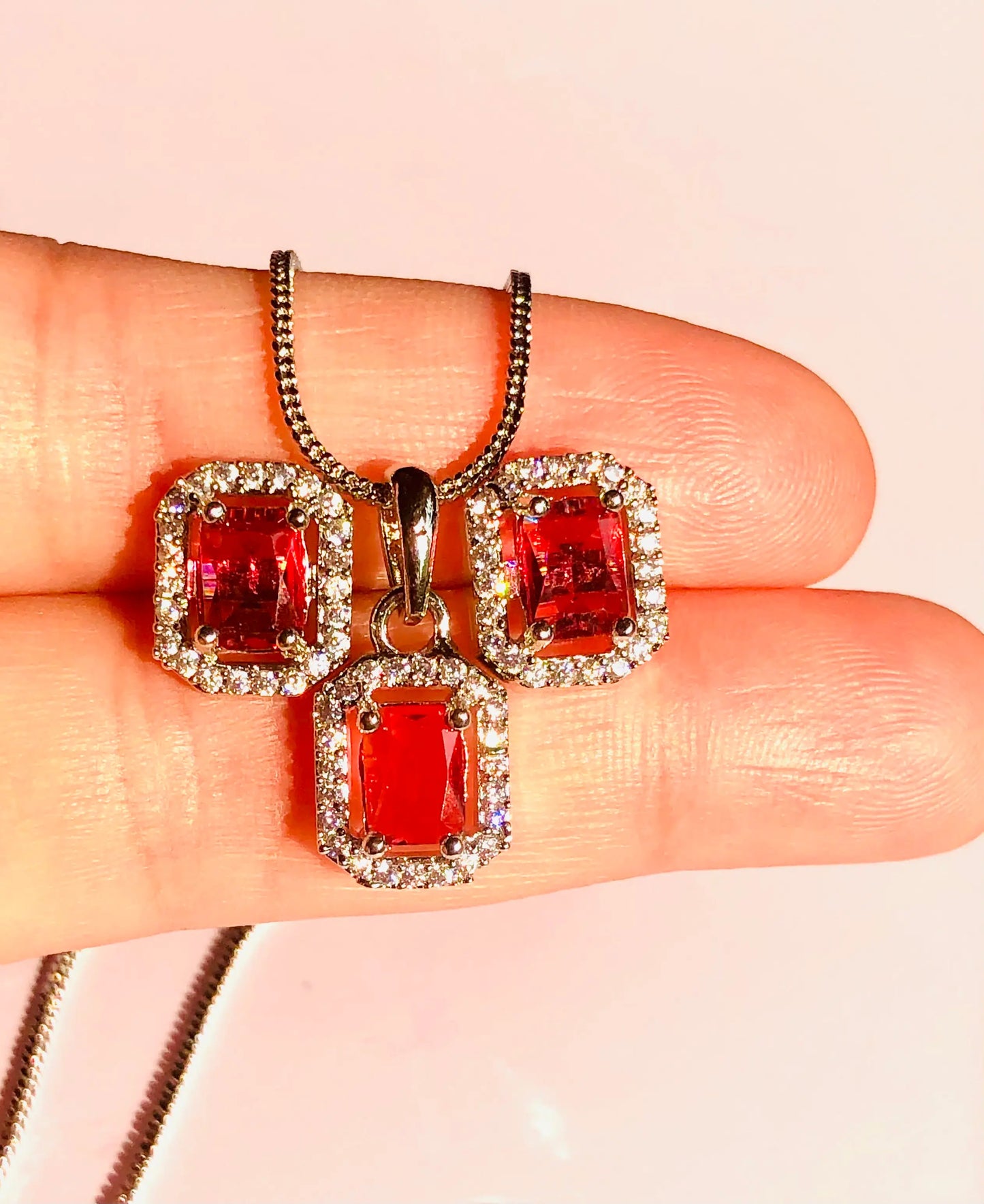 Striking Red and White Rectangle Charm Set