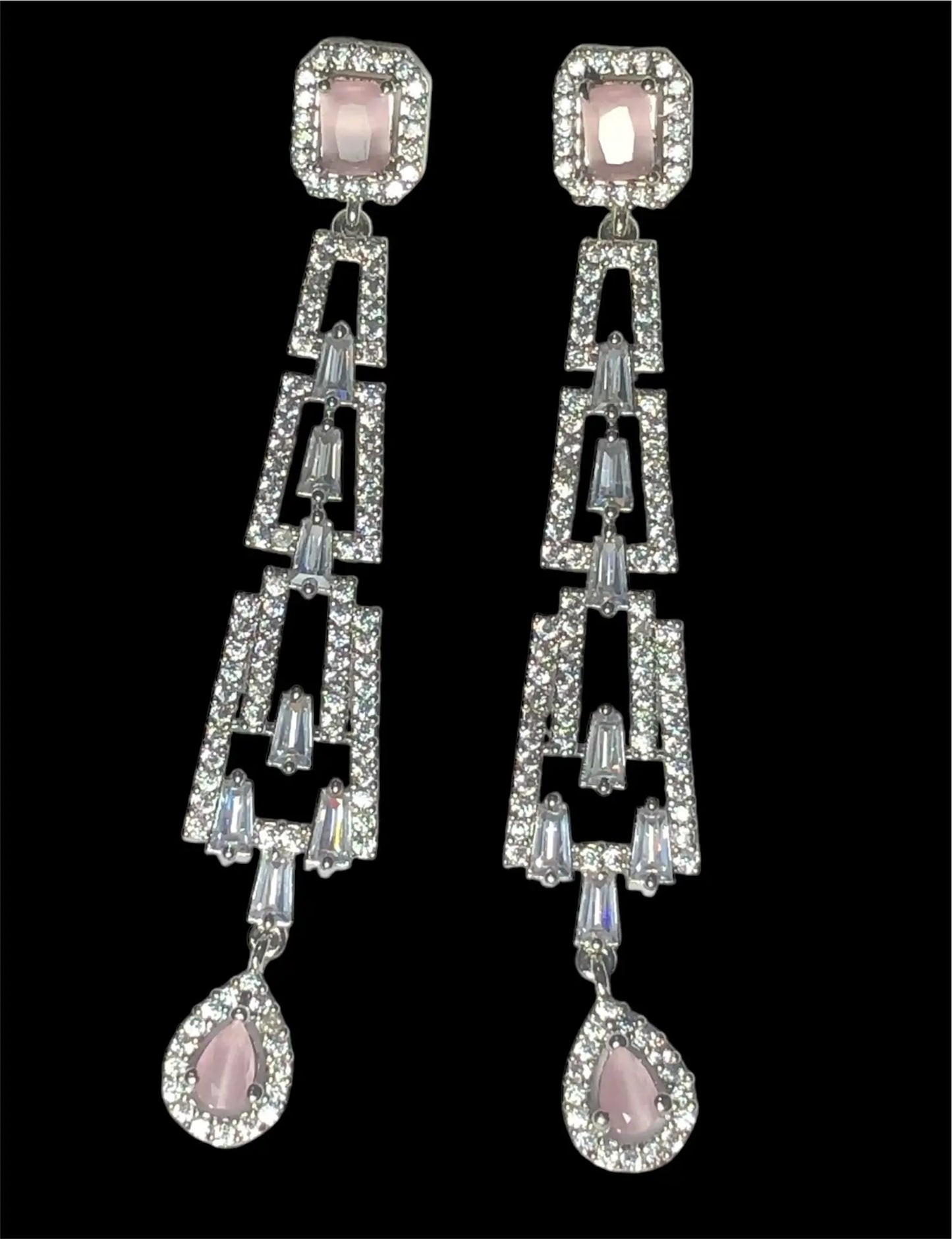 White & pink long danglers