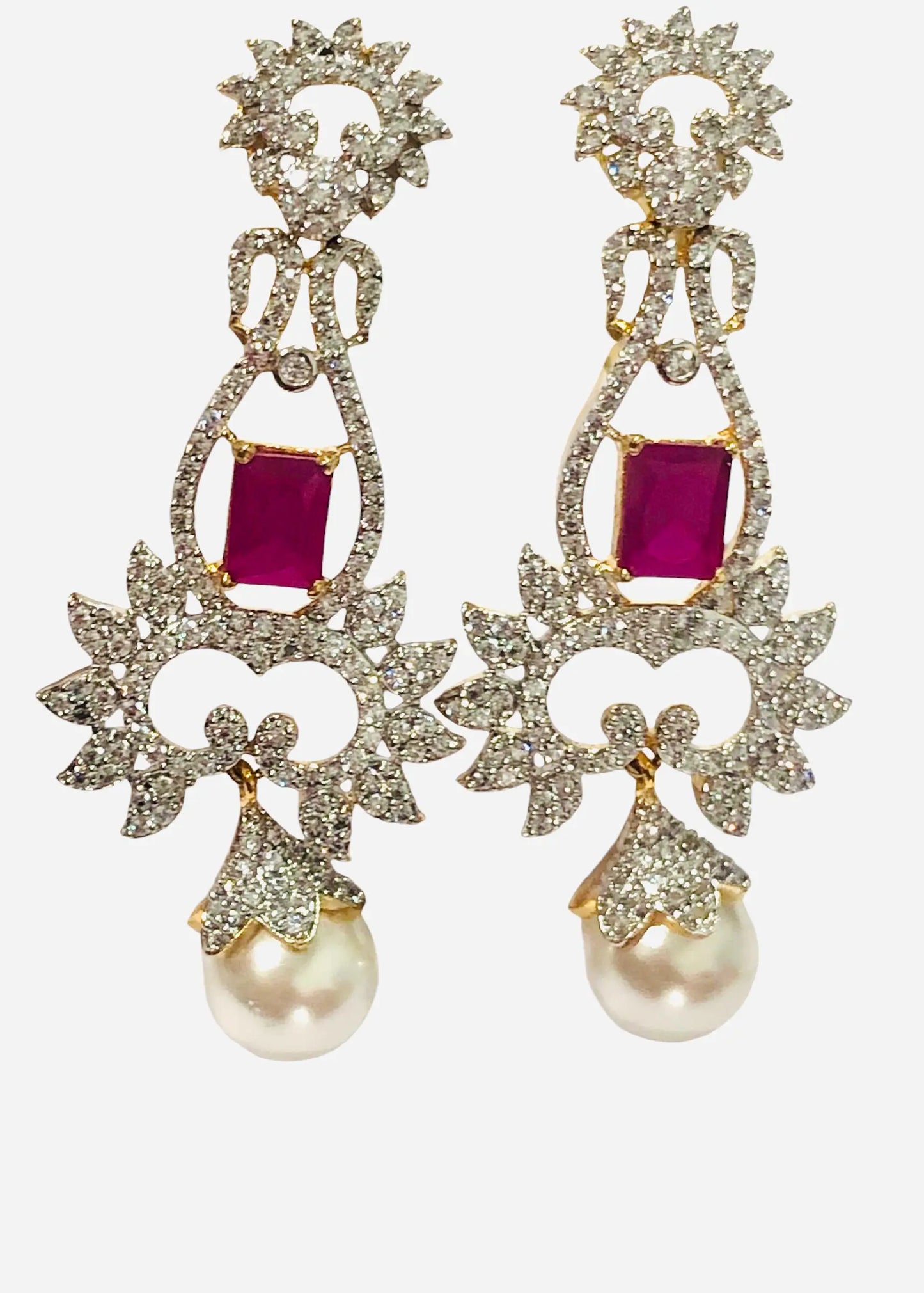 White & ruby danglers