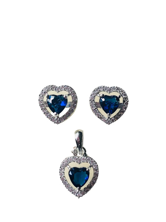 Elegant Heart-Shaped Silver and Blue Pendant Collection